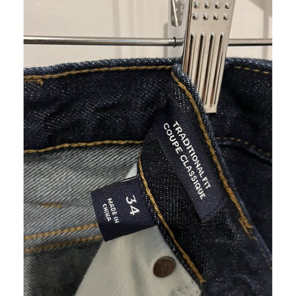 Lands End Square Rigger Straight Fit Dark Blue Jeans Mens Size 34x32 Denim Pants - Picture 9 of 11